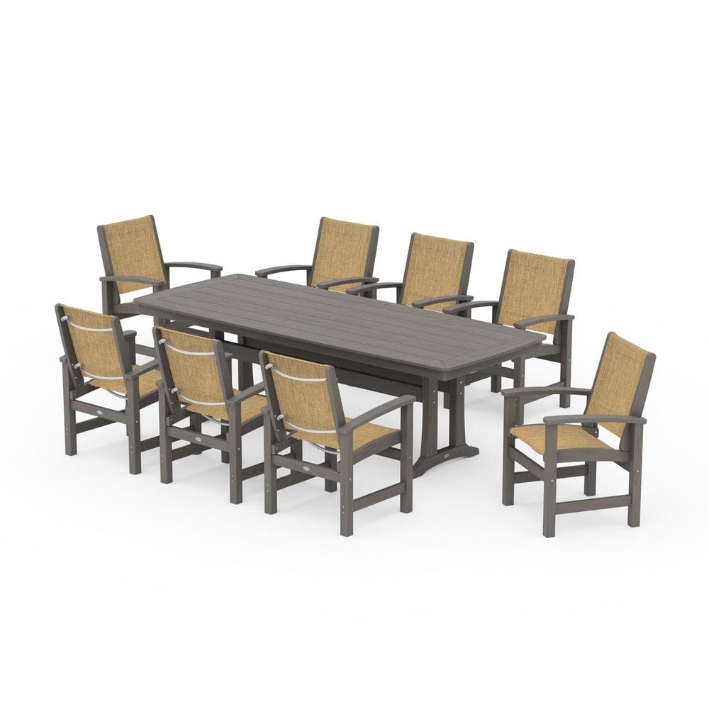 POLYWOOD® Outdoor Furniture POLYWOOD® - Coastal 9-Piece Dining Set with Trestle Legs - PWS1502