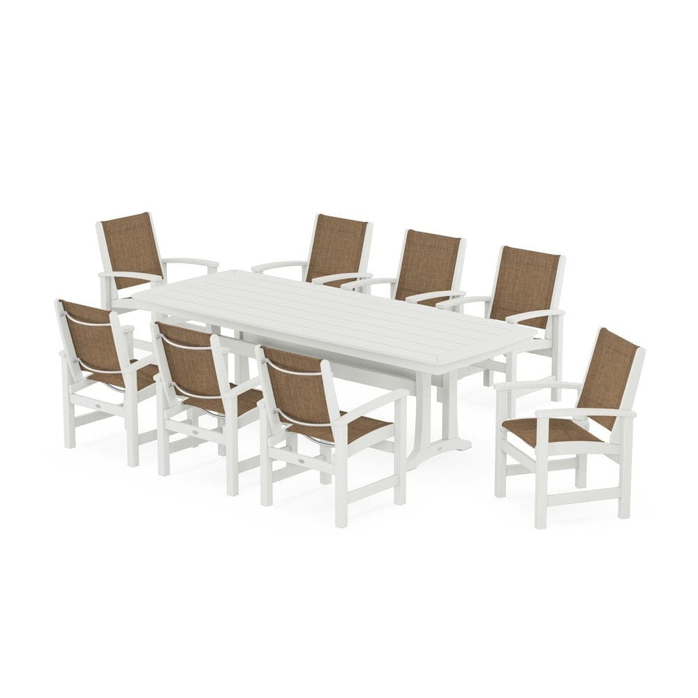 POLYWOOD® Outdoor Furniture POLYWOOD® - Coastal 9-Piece Dining Set with Trestle Legs - PWS1502
