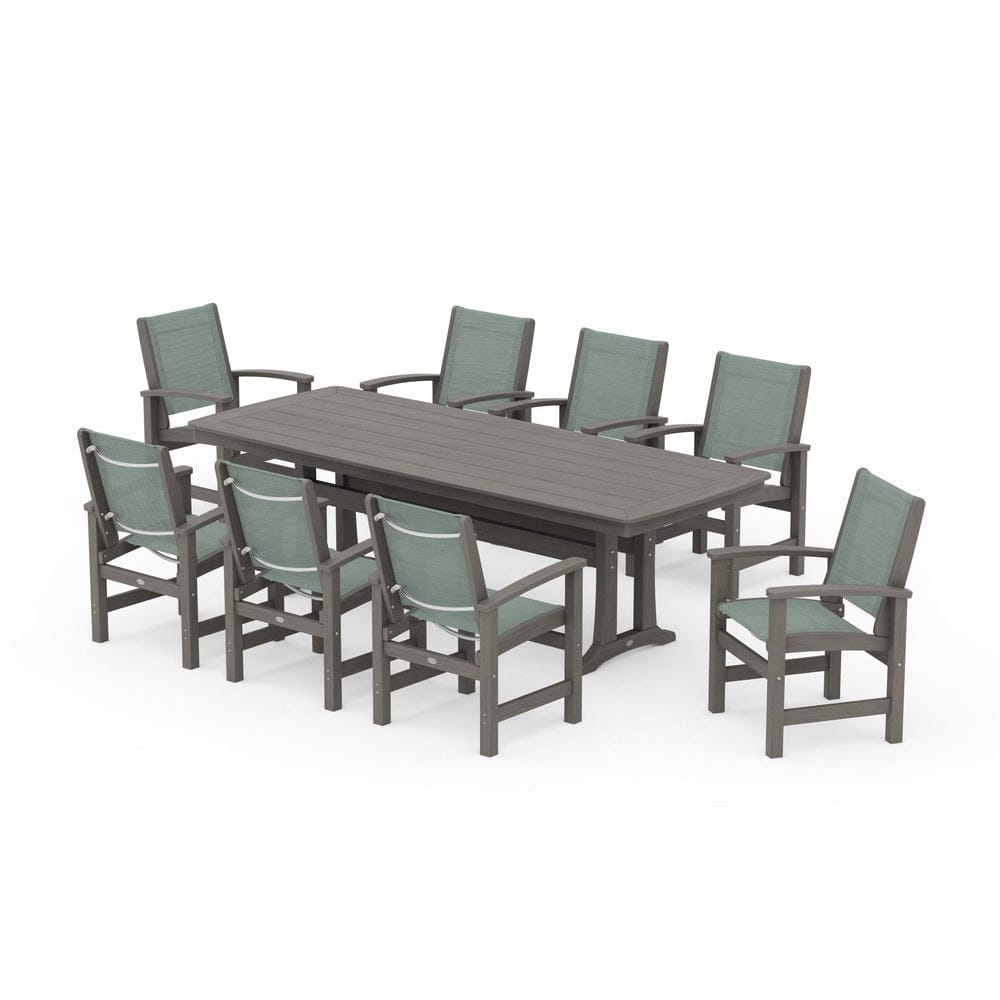 POLYWOOD® Outdoor Furniture POLYWOOD® - Coastal 9-Piece Dining Set with Trestle Legs - PWS1502