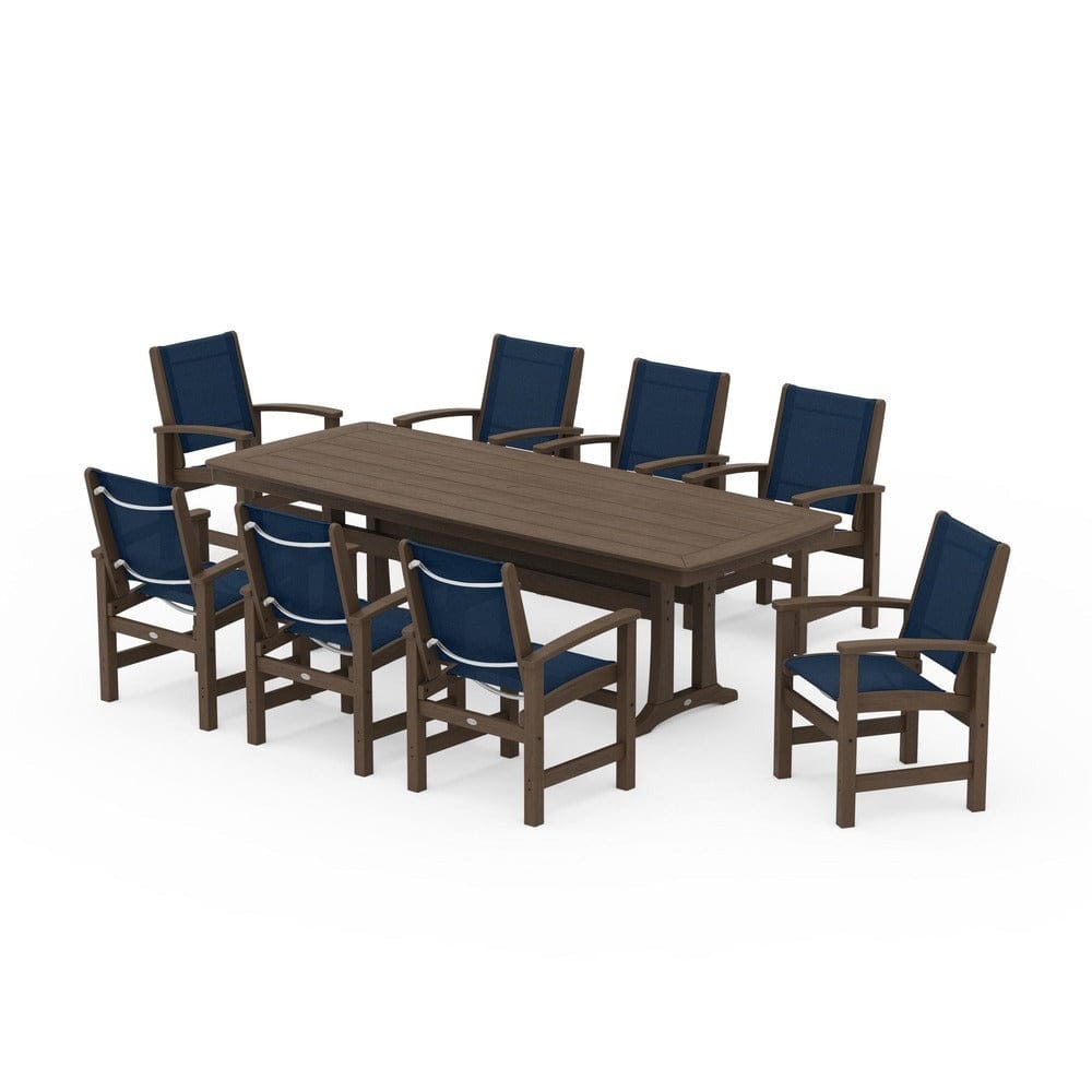 POLYWOOD® Outdoor Furniture POLYWOOD® - Coastal 9-Piece Dining Set with Trestle Legs - PWS1502