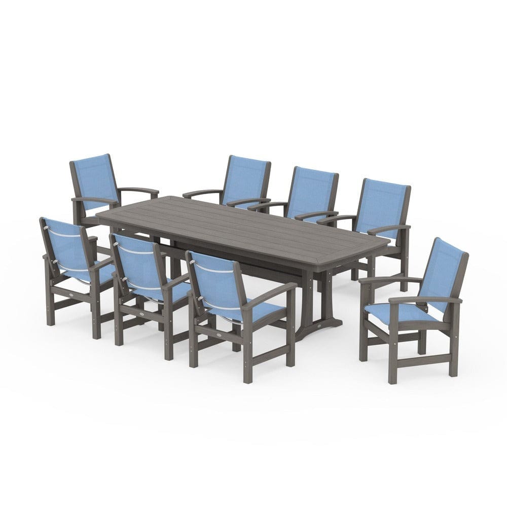 POLYWOOD® Outdoor Furniture POLYWOOD® - Coastal 9-Piece Dining Set with Trestle Legs - PWS1502