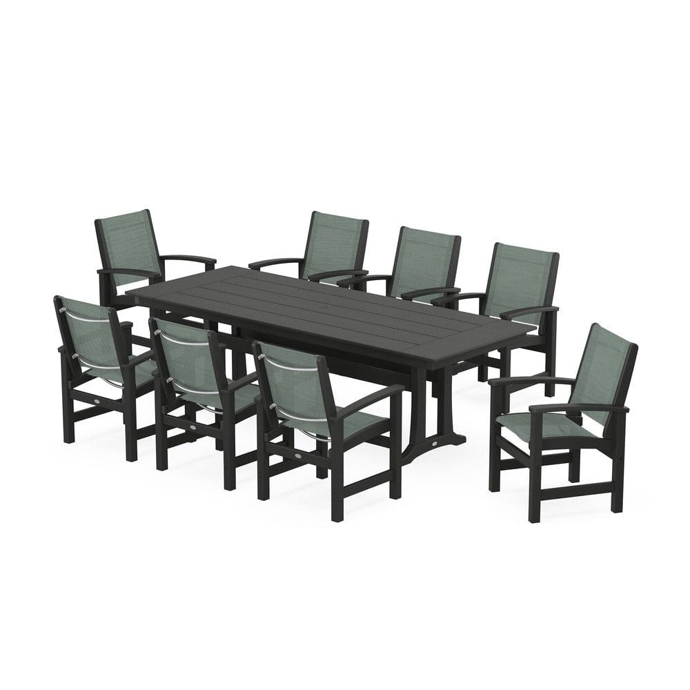 POLYWOOD® - Coastal 9-Piece Farmhouse Dining Set with Trestle Legs - PWS1448-1