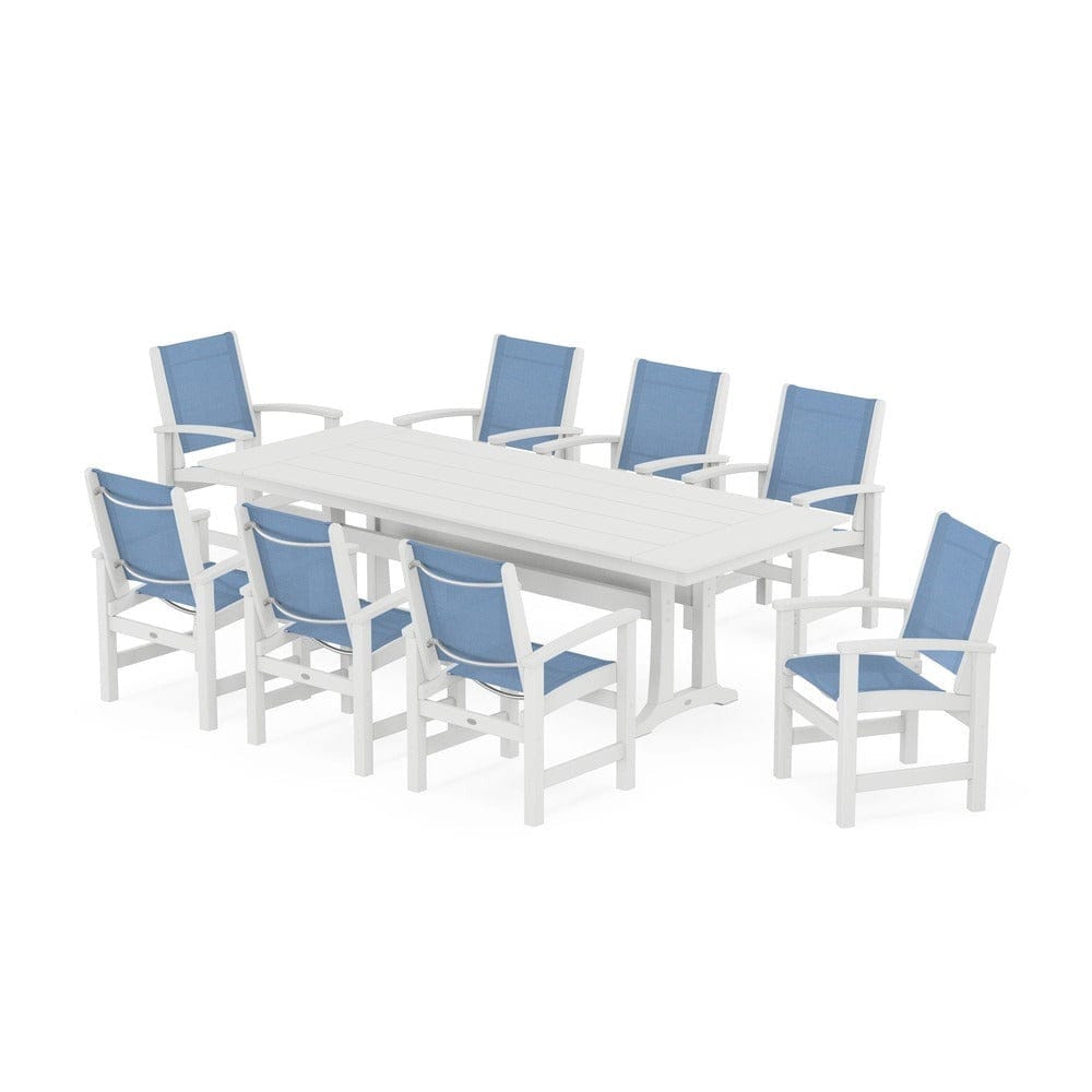 POLYWOOD® - Coastal 9-Piece Farmhouse Dining Set with Trestle Legs - PWS1448-1