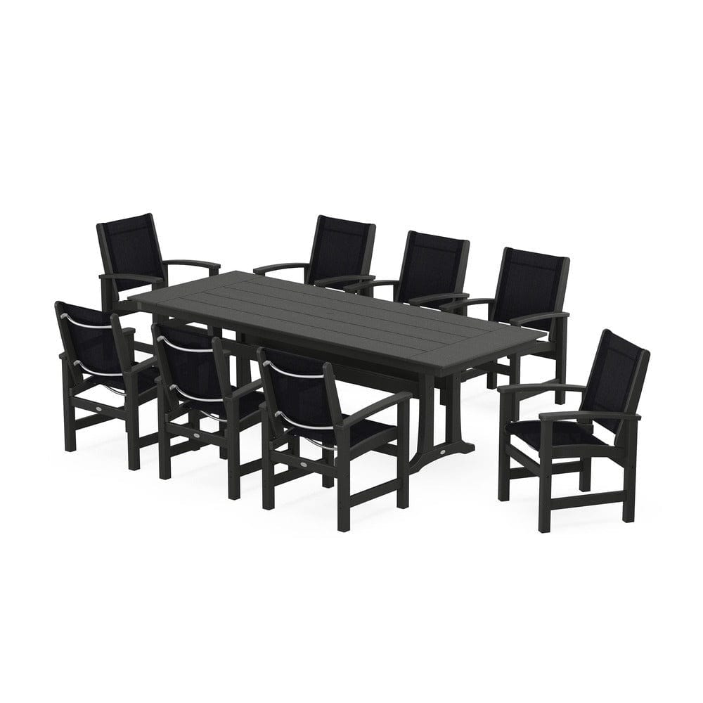 POLYWOOD® - Coastal 9-Piece Farmhouse Dining Set with Trestle Legs - PWS1448-1