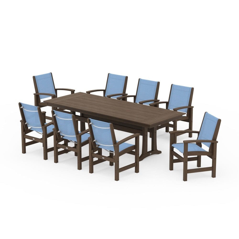 POLYWOOD® Outdoor Furniture POLYWOOD® - Coastal 9-Piece Farmhouse Dining Set with Trestle Legs - PWS1448-1