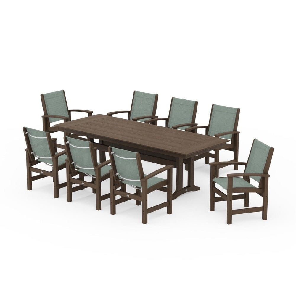 POLYWOOD® - Coastal 9-Piece Farmhouse Dining Set with Trestle Legs - PWS1448-1