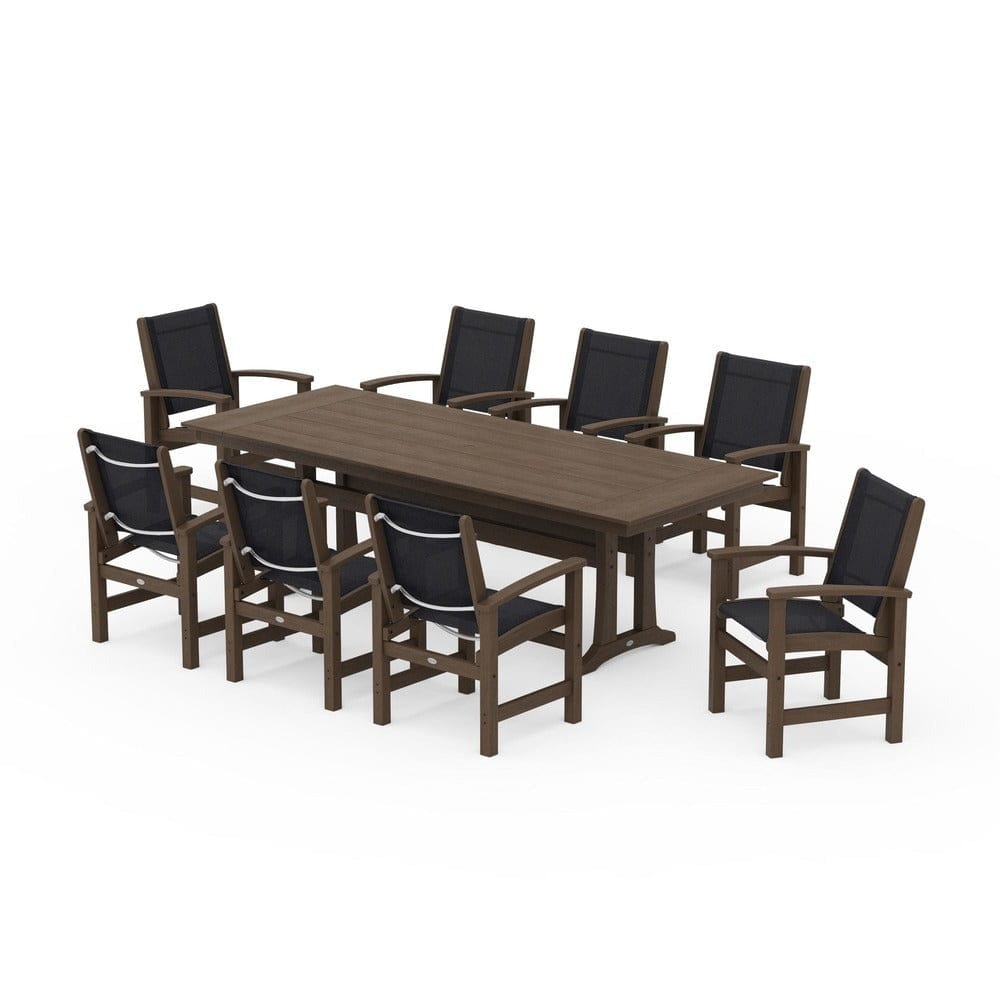 POLYWOOD® - Coastal 9-Piece Farmhouse Dining Set with Trestle Legs - PWS1448-1