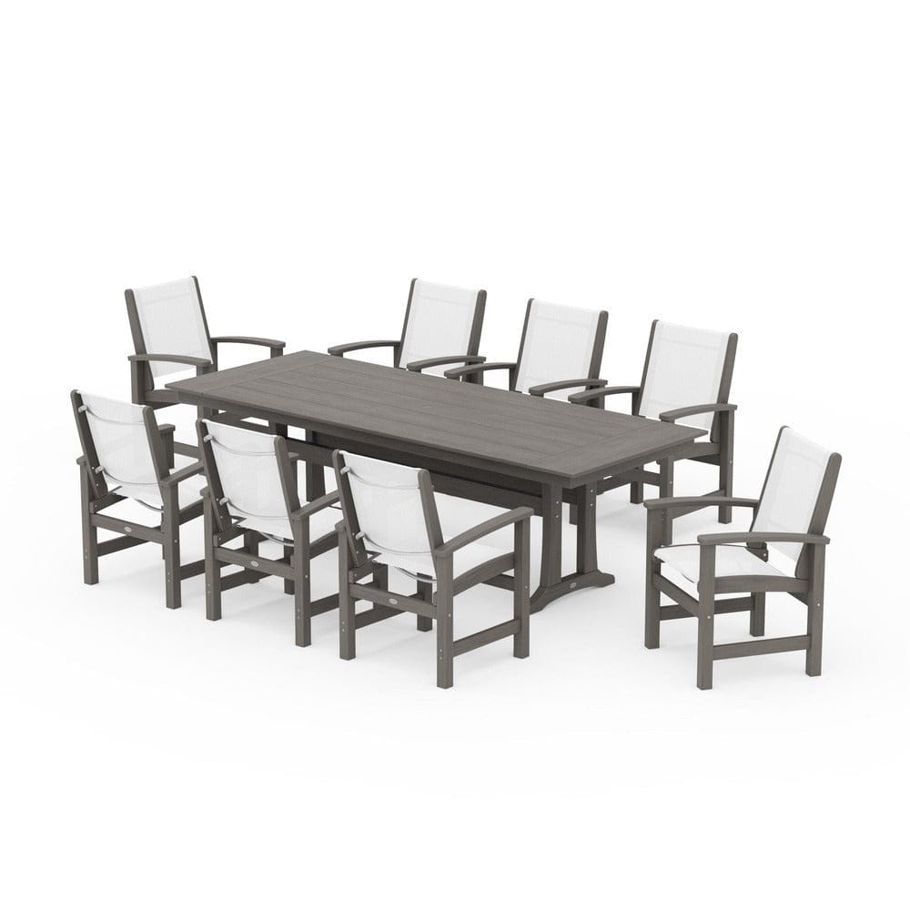 POLYWOOD® - Coastal 9-Piece Farmhouse Dining Set with Trestle Legs - PWS1448-1