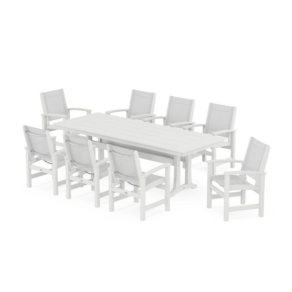 POLYWOOD® - Coastal 9-Piece Farmhouse Dining Set with Trestle Legs - PWS1448-1