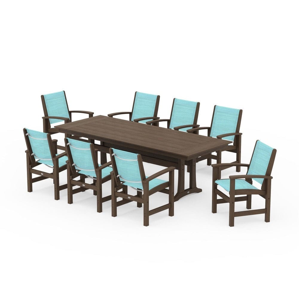 POLYWOOD® - Coastal 9-Piece Farmhouse Dining Set with Trestle Legs - PWS1448-1