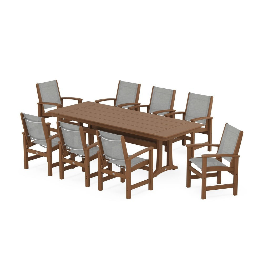 POLYWOOD® - Coastal 9-Piece Farmhouse Dining Set with Trestle Legs - PWS1448-1
