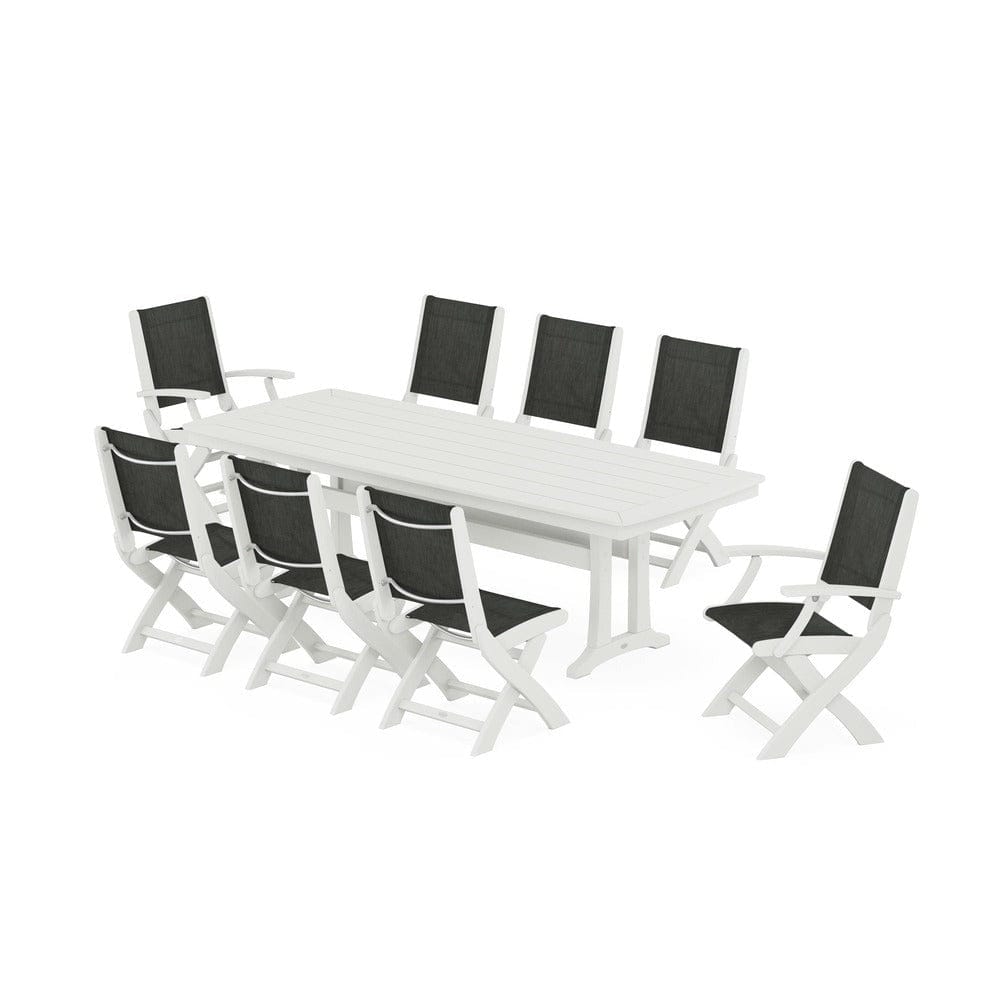 POLYWOOD® Outdoor Furniture POLYWOOD® - Coastal Folding 9-Piece Dining Set with Trestle Legs - PWS1501