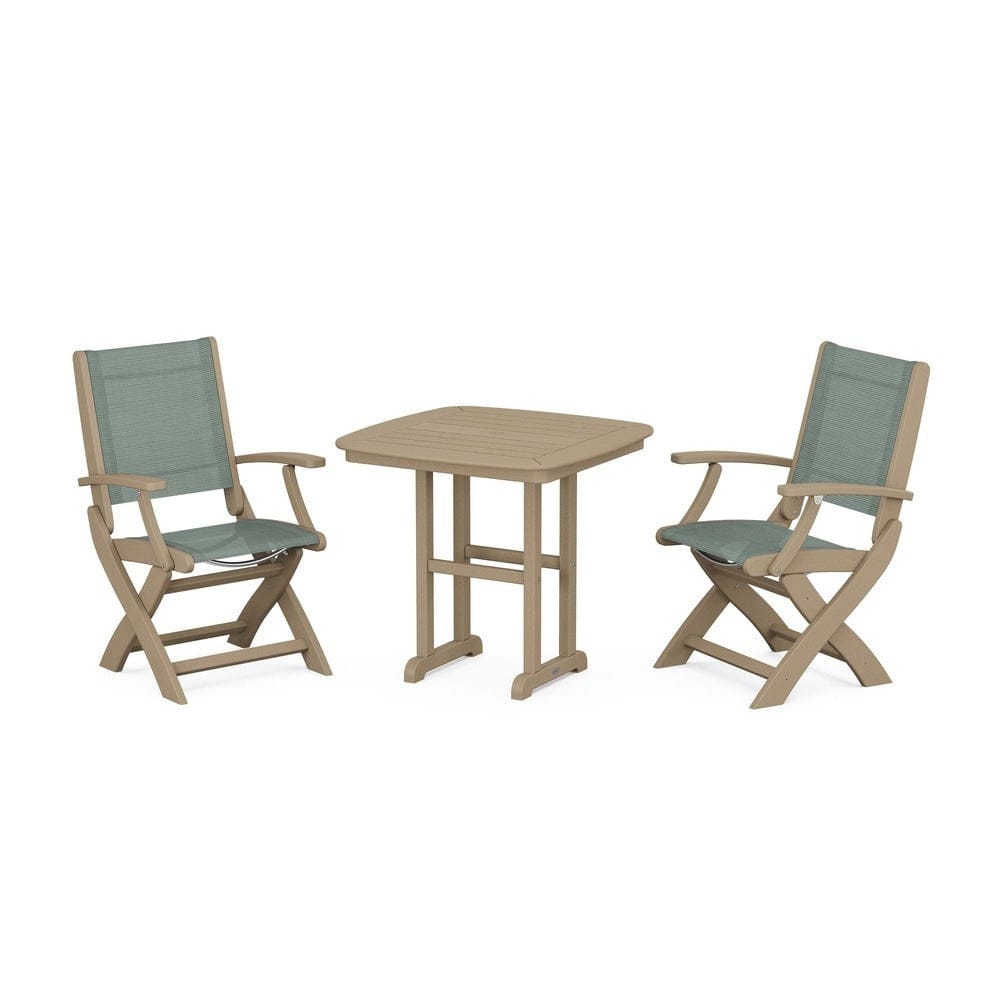 POLYWOOD® Outdoor Furniture POLYWOOD® - Coastal Folding Chair 3-Piece Dining Set - PWS1206