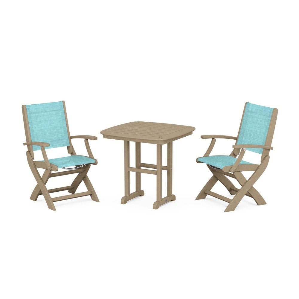 POLYWOOD® Outdoor Furniture POLYWOOD® - Coastal Folding Chair 3-Piece Dining Set - PWS1206