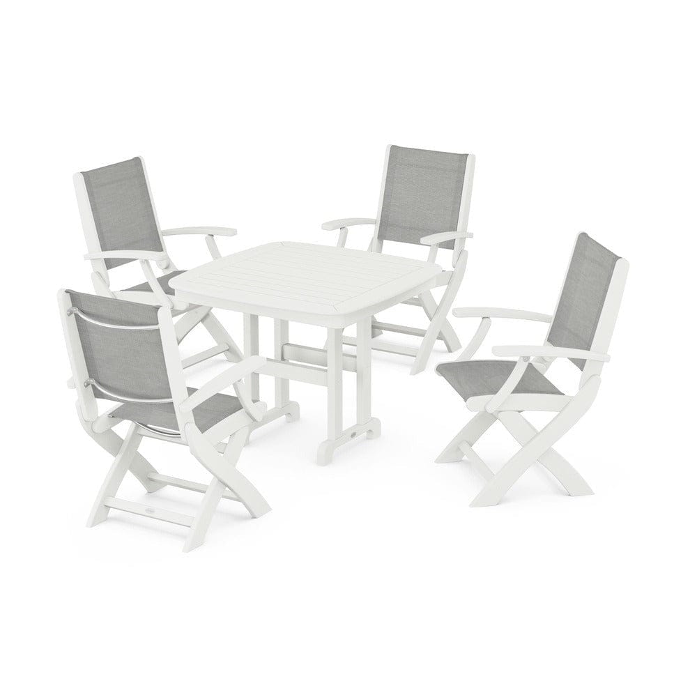 POLYWOOD® Outdoor Furniture POLYWOOD® - Coastal Folding Chair 5-Piece Dining Set - PWS1237
