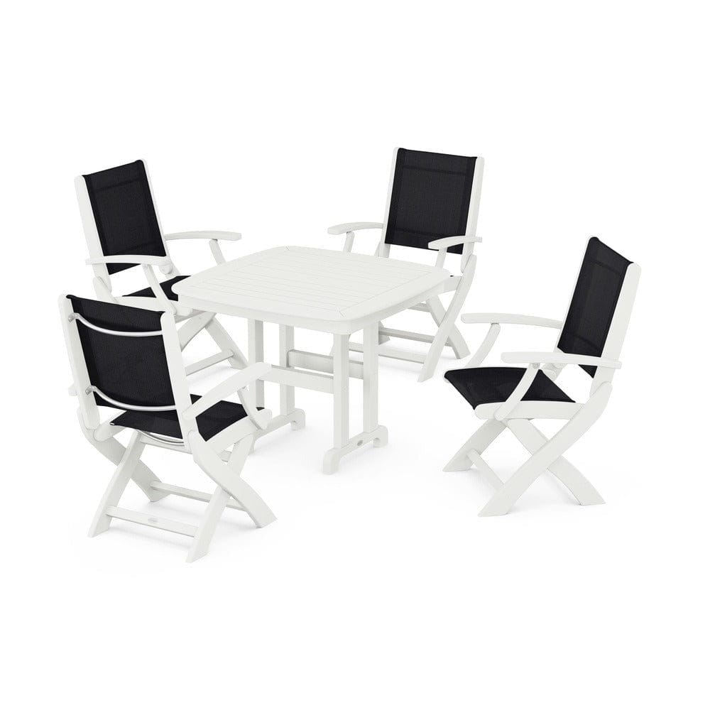 POLYWOOD® Outdoor Furniture POLYWOOD® - Coastal Folding Chair 5-Piece Dining Set - PWS1237