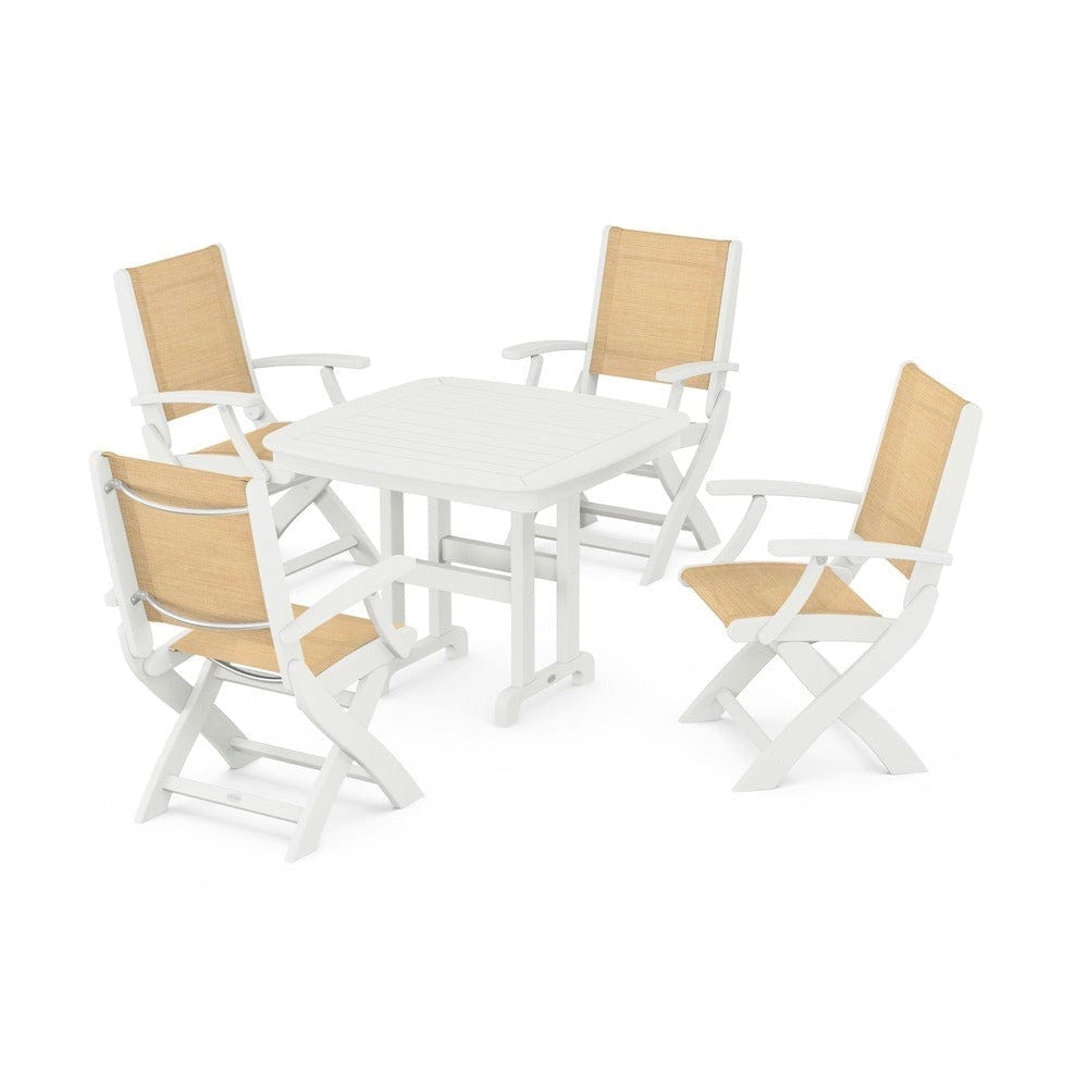 POLYWOOD® Outdoor Furniture POLYWOOD® - Coastal Folding Chair 5-Piece Dining Set - PWS1237
