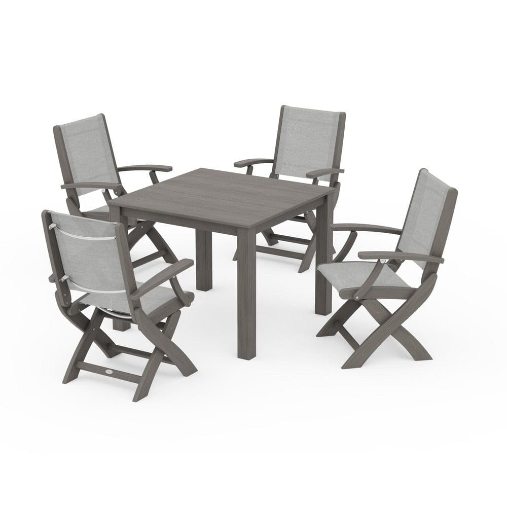 POLYWOOD® Outdoor Furniture POLYWOOD® - Coastal Folding Chair 5-Piece Parsons Dining Set - PWS2274