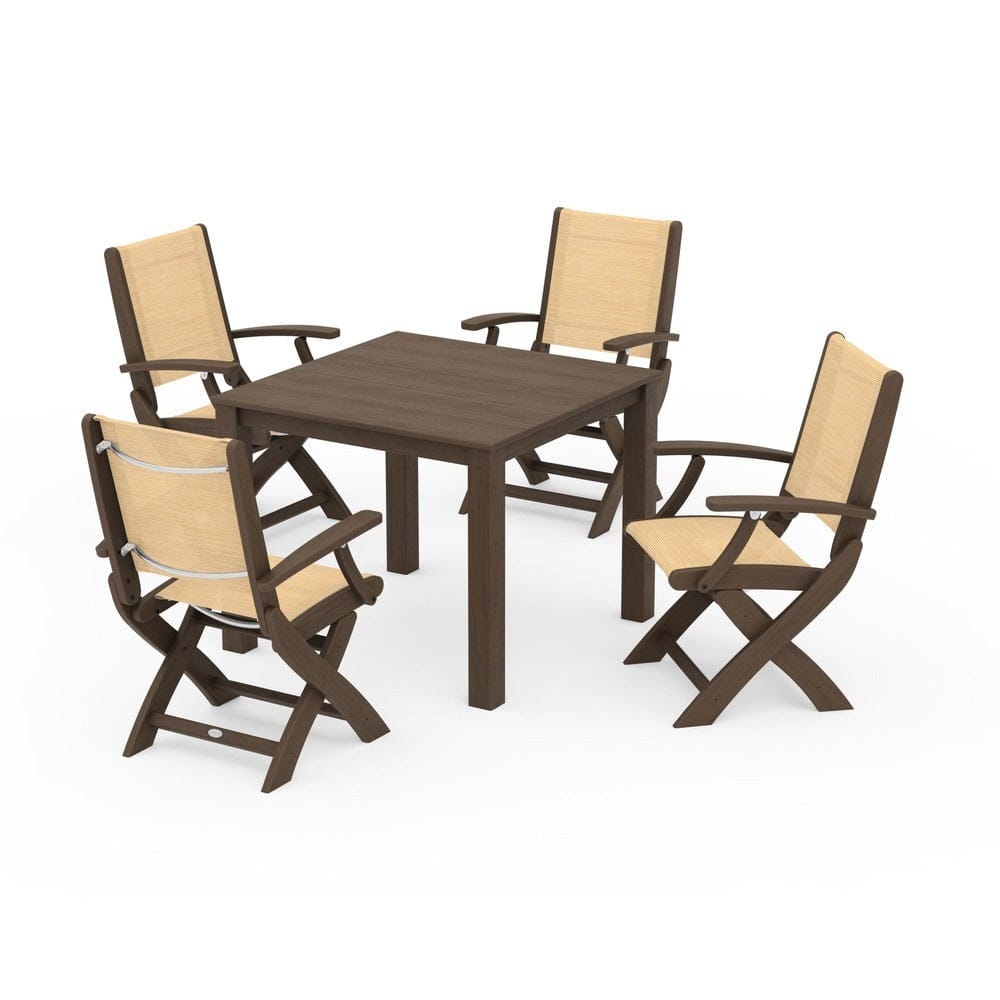 POLYWOOD® Outdoor Furniture POLYWOOD® - Coastal Folding Chair 5-Piece Parsons Dining Set - PWS2274