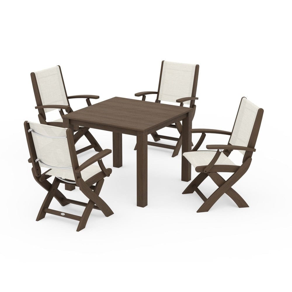 POLYWOOD® Outdoor Furniture POLYWOOD® - Coastal Folding Chair 5-Piece Parsons Dining Set - PWS2274