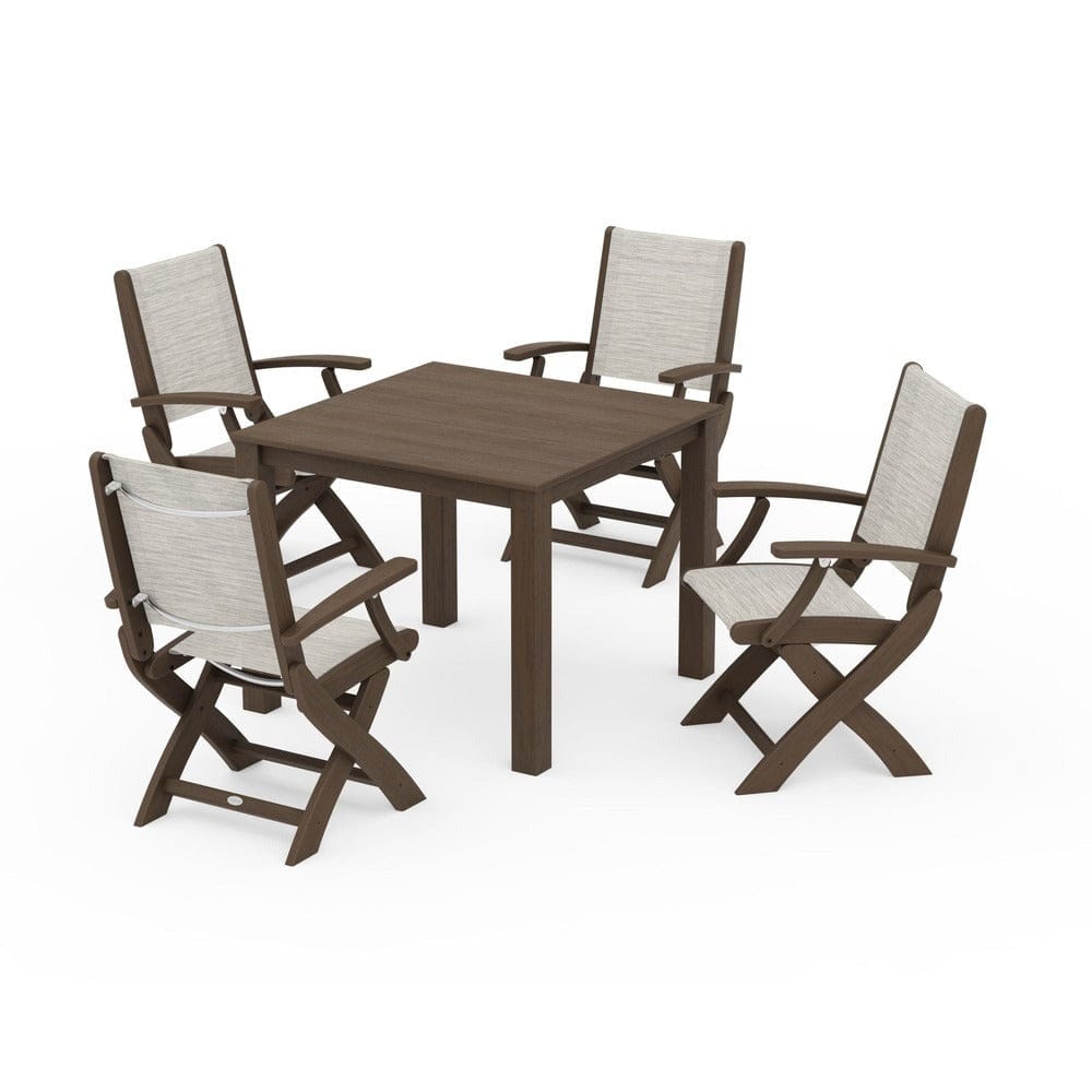 POLYWOOD® Outdoor Furniture POLYWOOD® - Coastal Folding Chair 5-Piece Parsons Dining Set - PWS2274