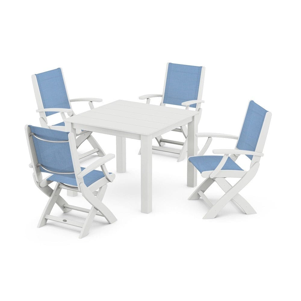 POLYWOOD® - Coastal Folding Chair 5-Piece Parsons Dining Set - PWS2274