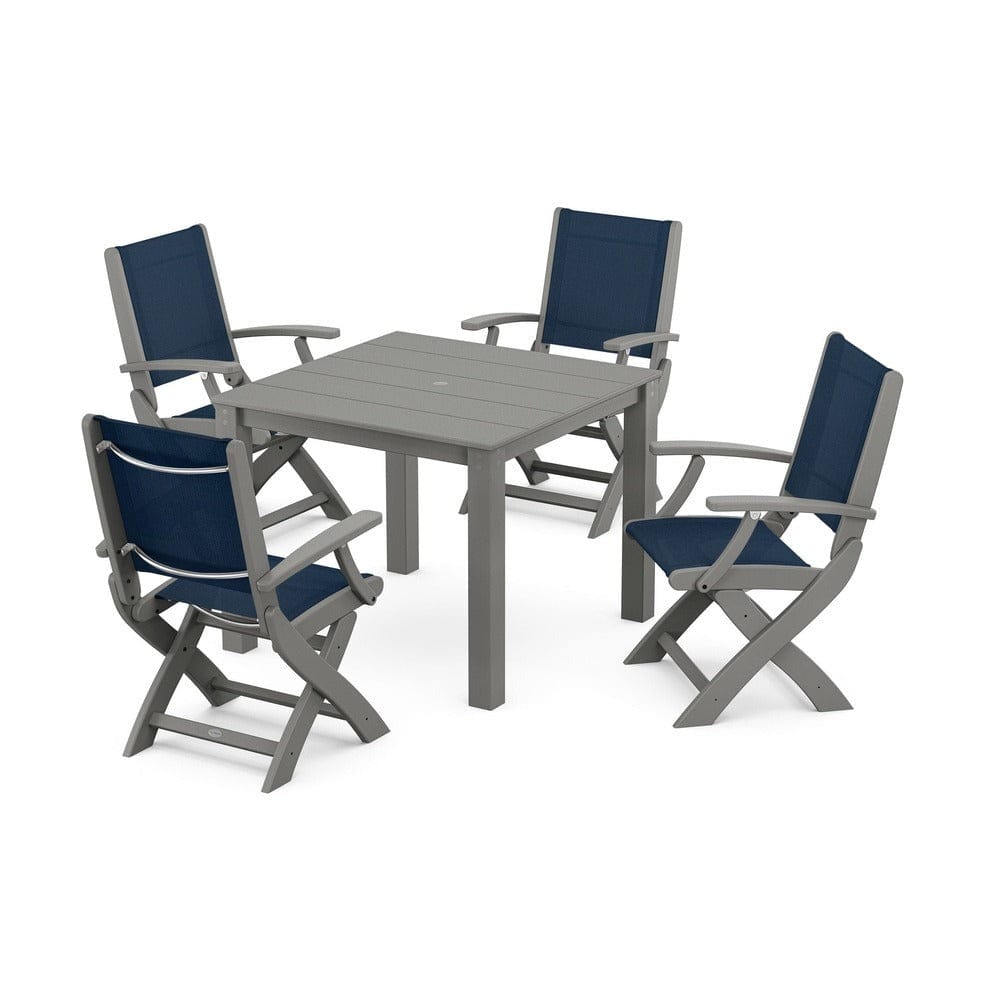 POLYWOOD® - Coastal Folding Chair 5-Piece Parsons Dining Set - PWS2274