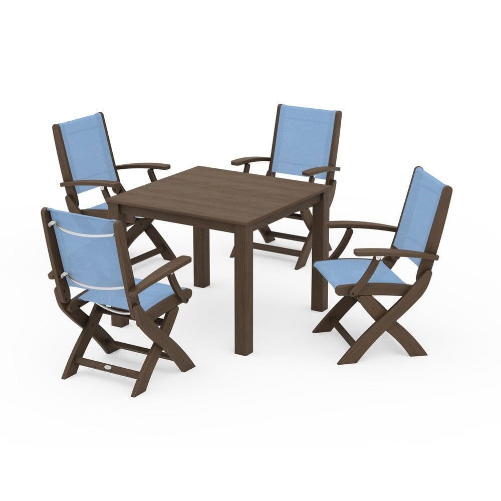POLYWOOD® Outdoor Furniture POLYWOOD® - Coastal Folding Chair 5-Piece Parsons Dining Set - PWS2274