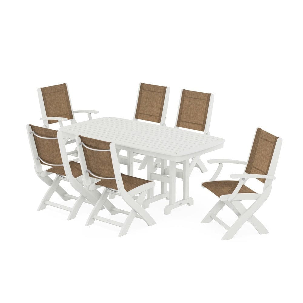 POLYWOOD® Outdoor Furniture POLYWOOD® - Coastal Folding Chair 7-Piece Dining Set - PWS1264