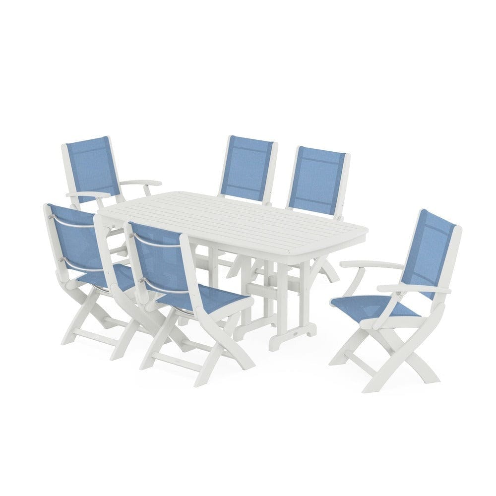 POLYWOOD® Outdoor Furniture POLYWOOD® - Coastal Folding Chair 7-Piece Dining Set - PWS1264