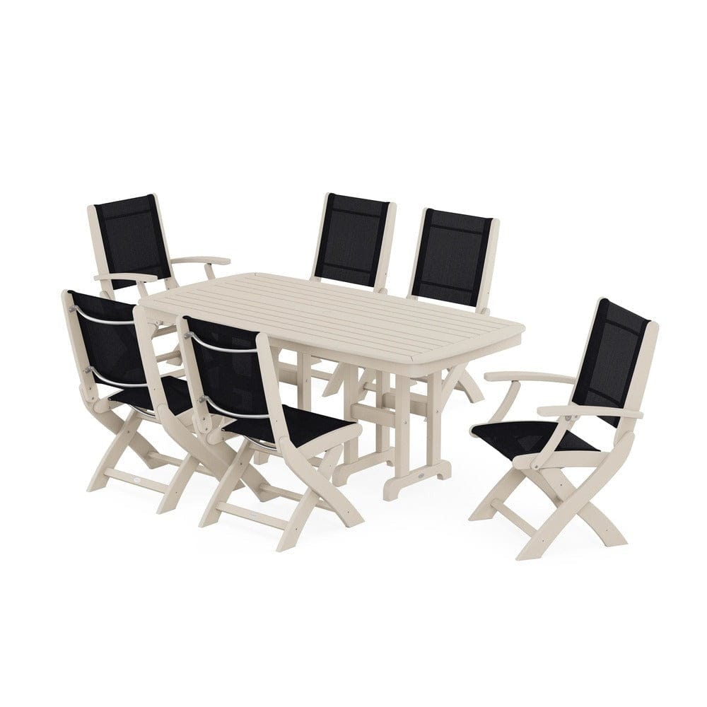 POLYWOOD® - Coastal Folding Chair 7-Piece Dining Set - PWS1264 Outdoor Furniture POLYWOOD®