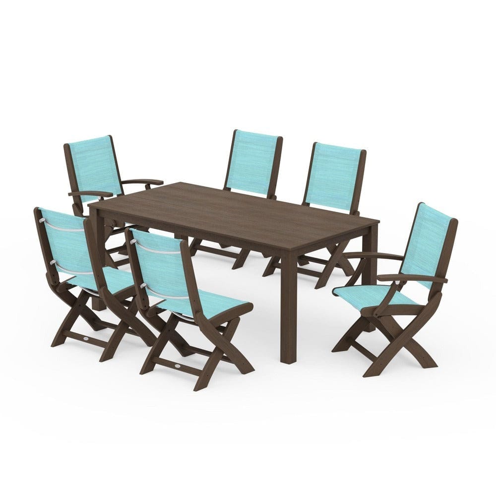 POLYWOOD® Outdoor Furniture POLYWOOD® - Coastal Folding Chair 7-Piece Parsons Dining Set - PWS2270