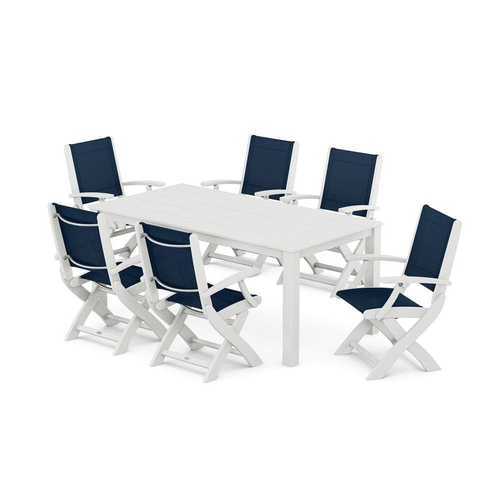 POLYWOOD® - Coastal Folding Chair 7-Piece Parsons Dining Set - PWS2271 Outdoor Furniture POLYWOOD®