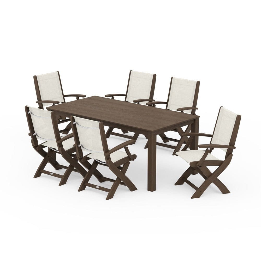 POLYWOOD® Outdoor Furniture POLYWOOD® - Coastal Folding Chair 7-Piece Parsons Dining Set - PWS2271