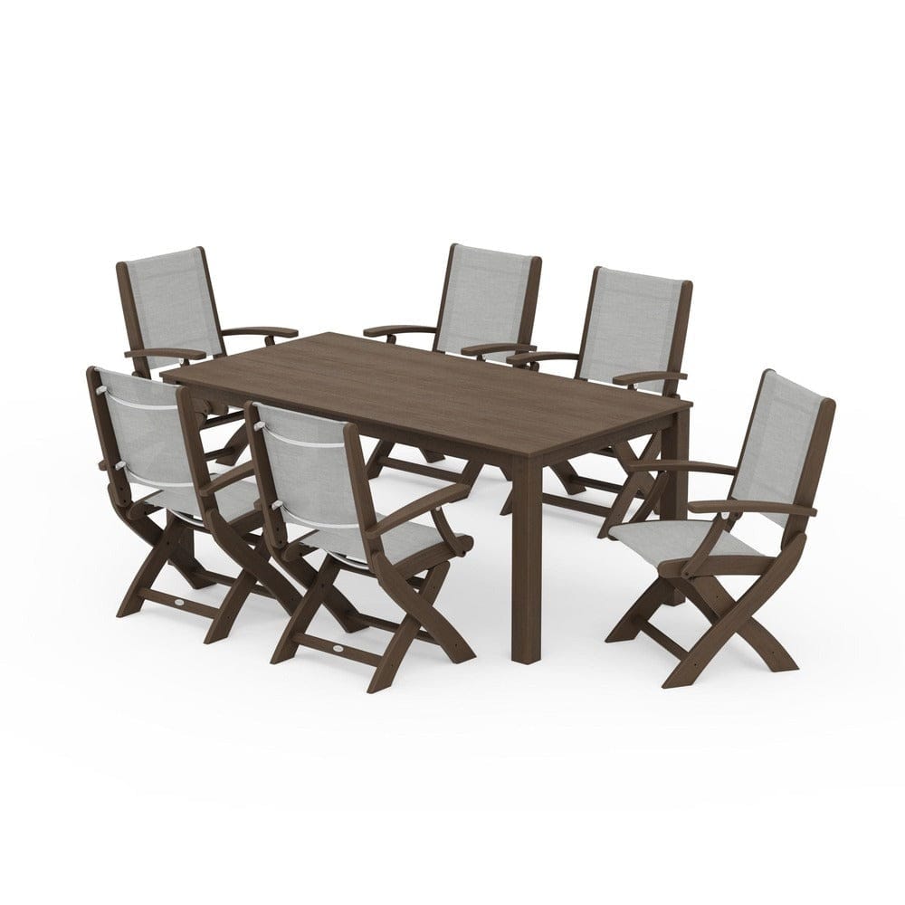 POLYWOOD® Outdoor Furniture POLYWOOD® - Coastal Folding Chair 7-Piece Parsons Dining Set - PWS2271
