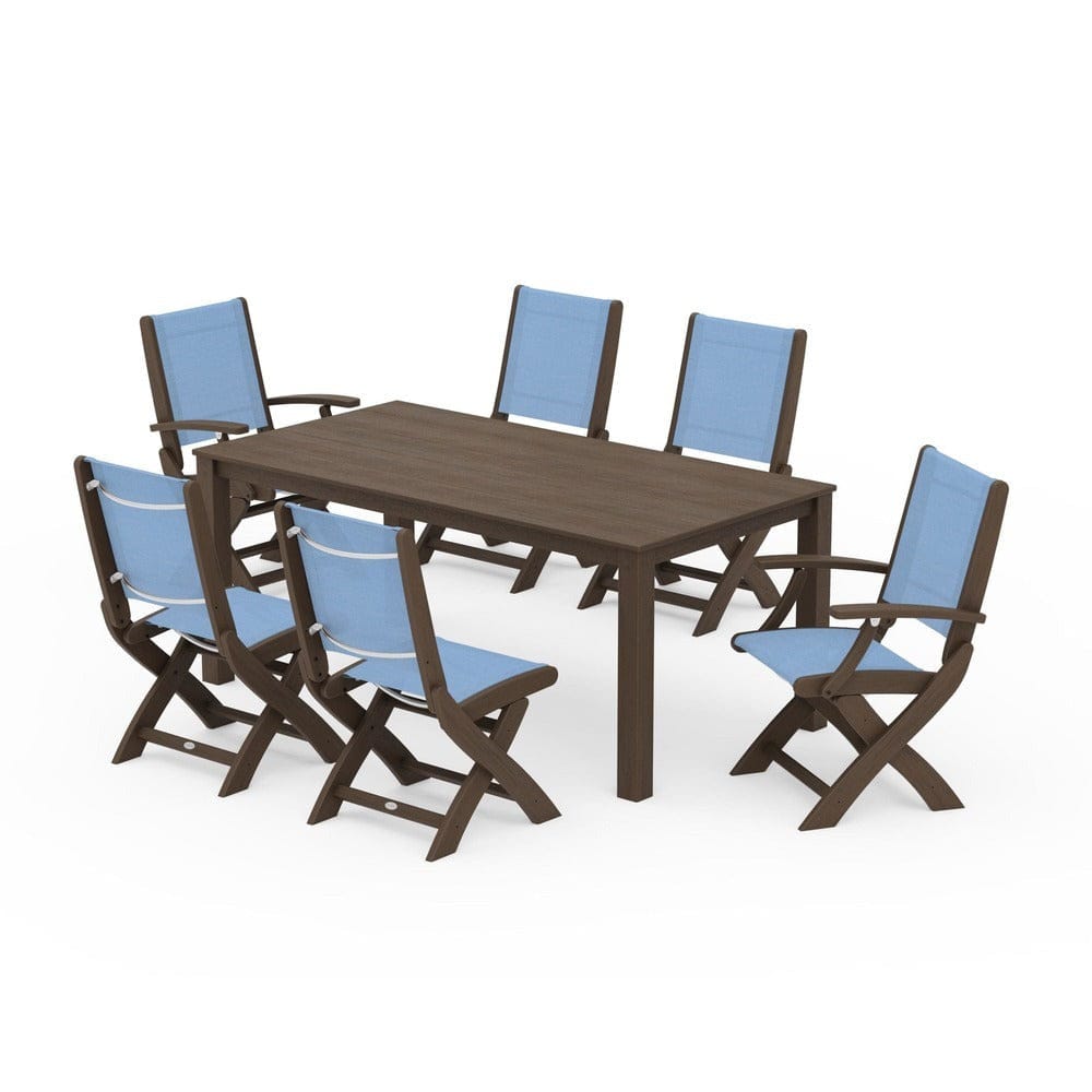 POLYWOOD® Outdoor Furniture POLYWOOD® - Coastal Folding Chair 7-Piece Parsons Dining Set - PWS2270
