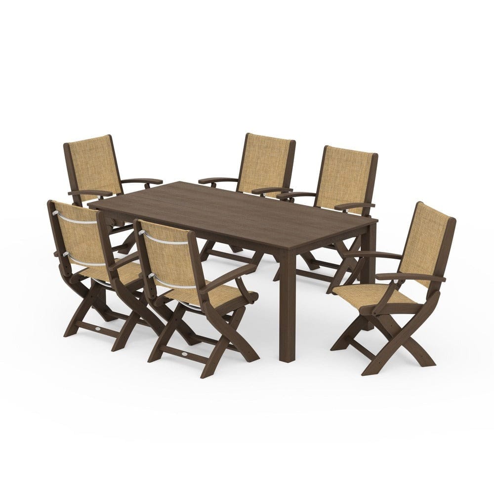 POLYWOOD® Outdoor Furniture POLYWOOD® - Coastal Folding Chair 7-Piece Parsons Dining Set - PWS2271