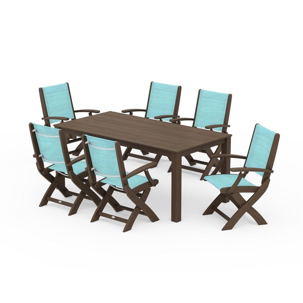 POLYWOOD® Outdoor Furniture POLYWOOD® - Coastal Folding Chair 7-Piece Parsons Dining Set - PWS2271