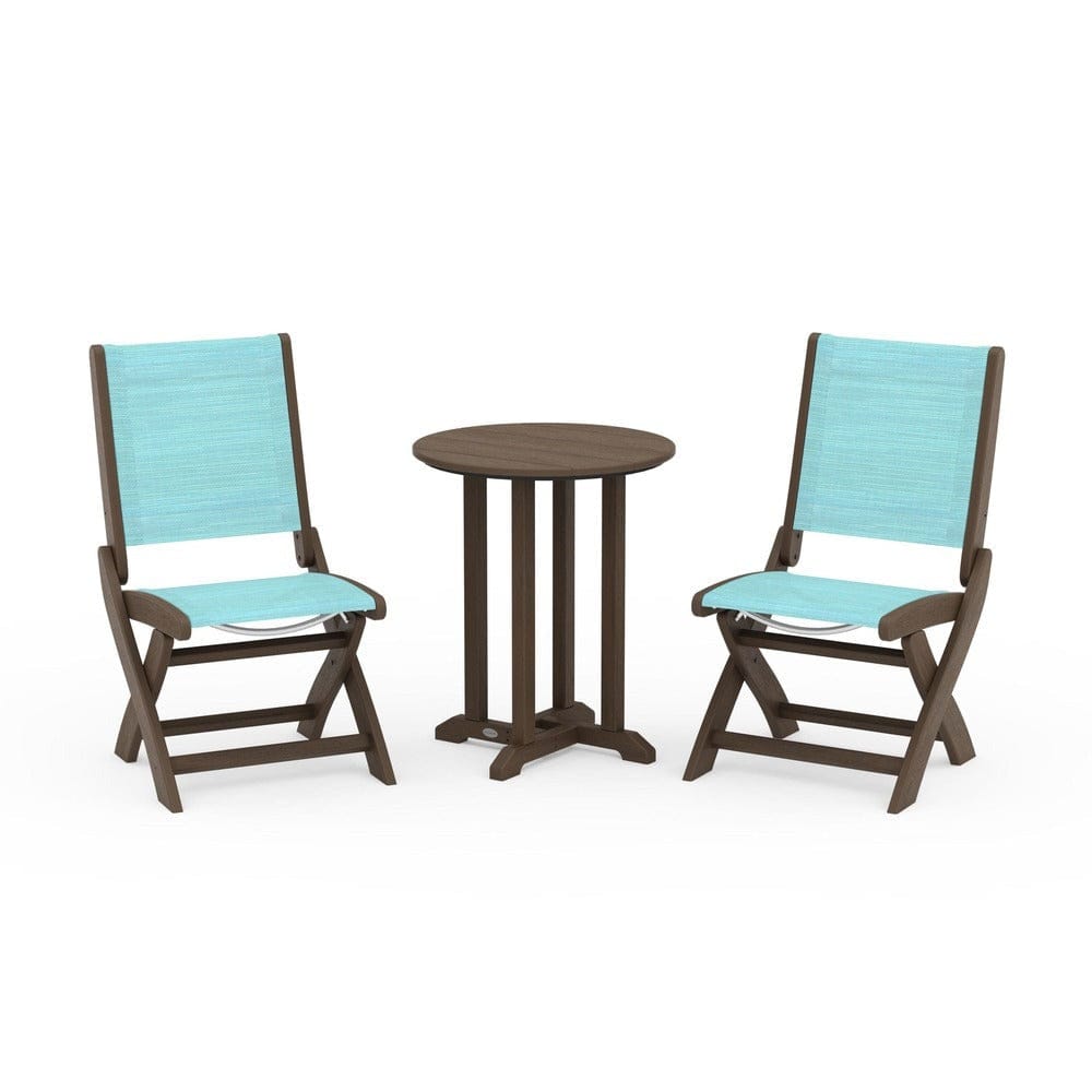 POLYWOOD® Outdoor Furniture POLYWOOD® - Coastal Folding Side Chair 3-Piece Round Bistro Dining Set - PWS1296
