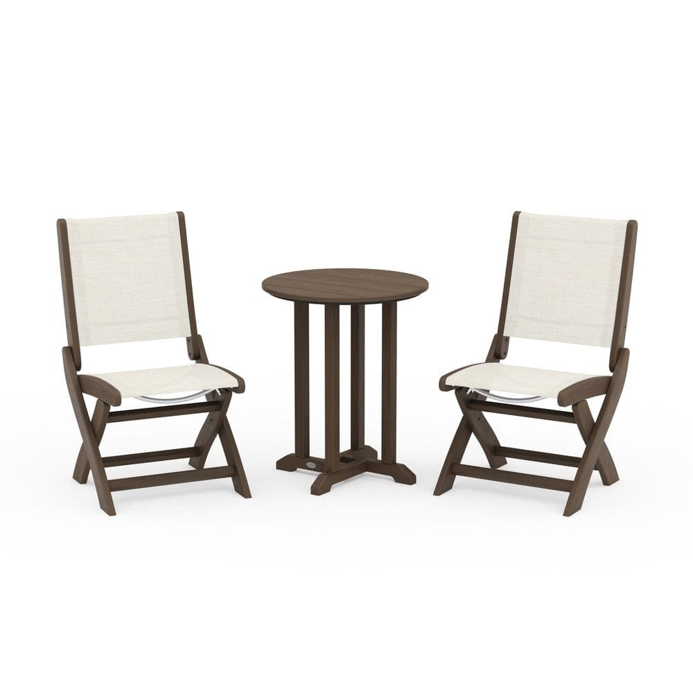 POLYWOOD® Outdoor Furniture POLYWOOD® - Coastal Folding Side Chair 3-Piece Round Bistro Dining Set - PWS1296