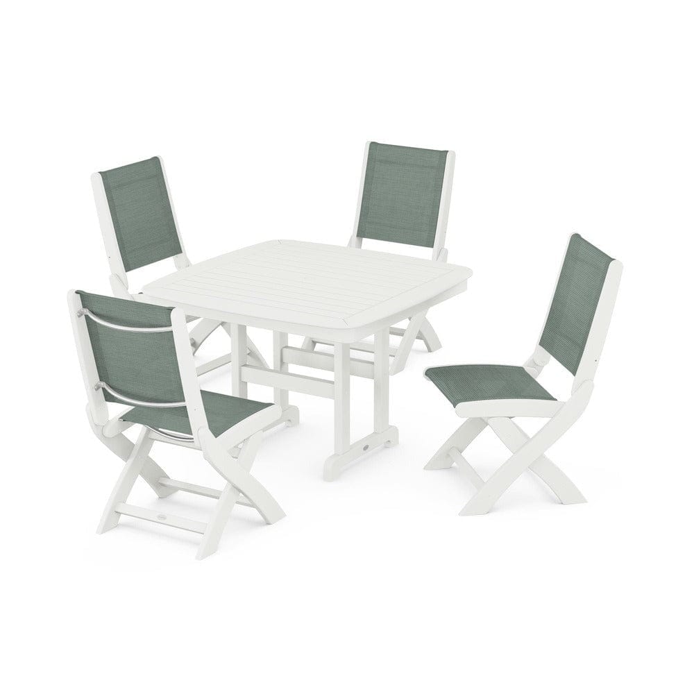 POLYWOOD® Outdoor Furniture POLYWOOD® - Coastal Folding Side Chair 5-Piece Dining Set - PWS916