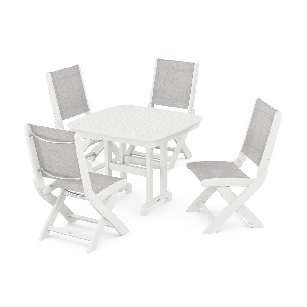 POLYWOOD® Outdoor Furniture POLYWOOD® - Coastal Folding Side Chair 5-Piece Dining Set - PWS1238