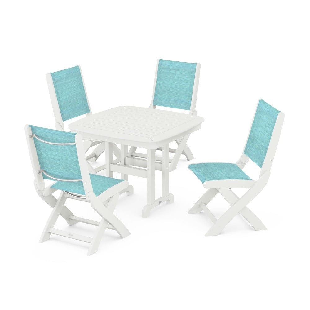 POLYWOOD® Outdoor Furniture POLYWOOD® - Coastal Folding Side Chair 5-Piece Dining Set - PWS1238