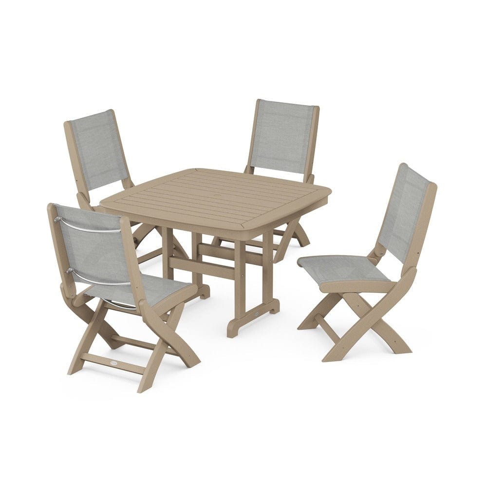 POLYWOOD® Outdoor Furniture POLYWOOD® - Coastal Folding Side Chair 5-Piece Dining Set - PWS916