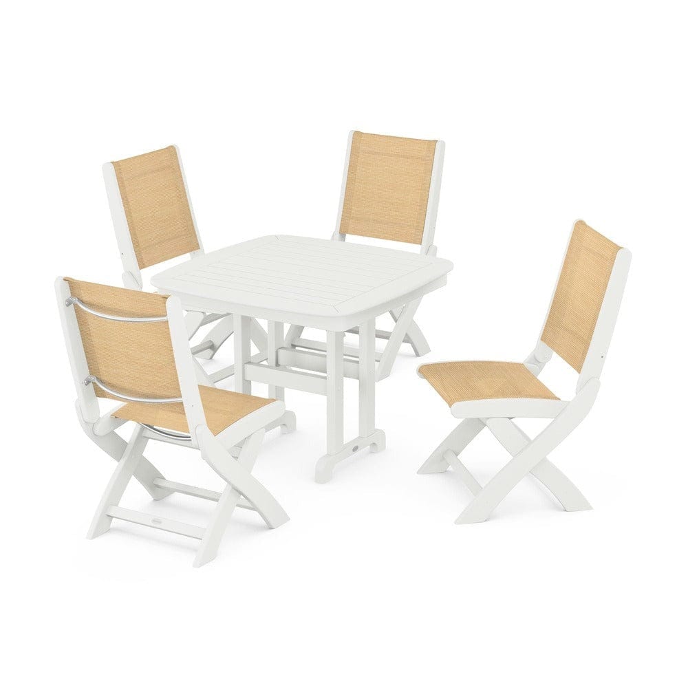 POLYWOOD® Outdoor Furniture POLYWOOD® - Coastal Folding Side Chair 5-Piece Dining Set - PWS1238