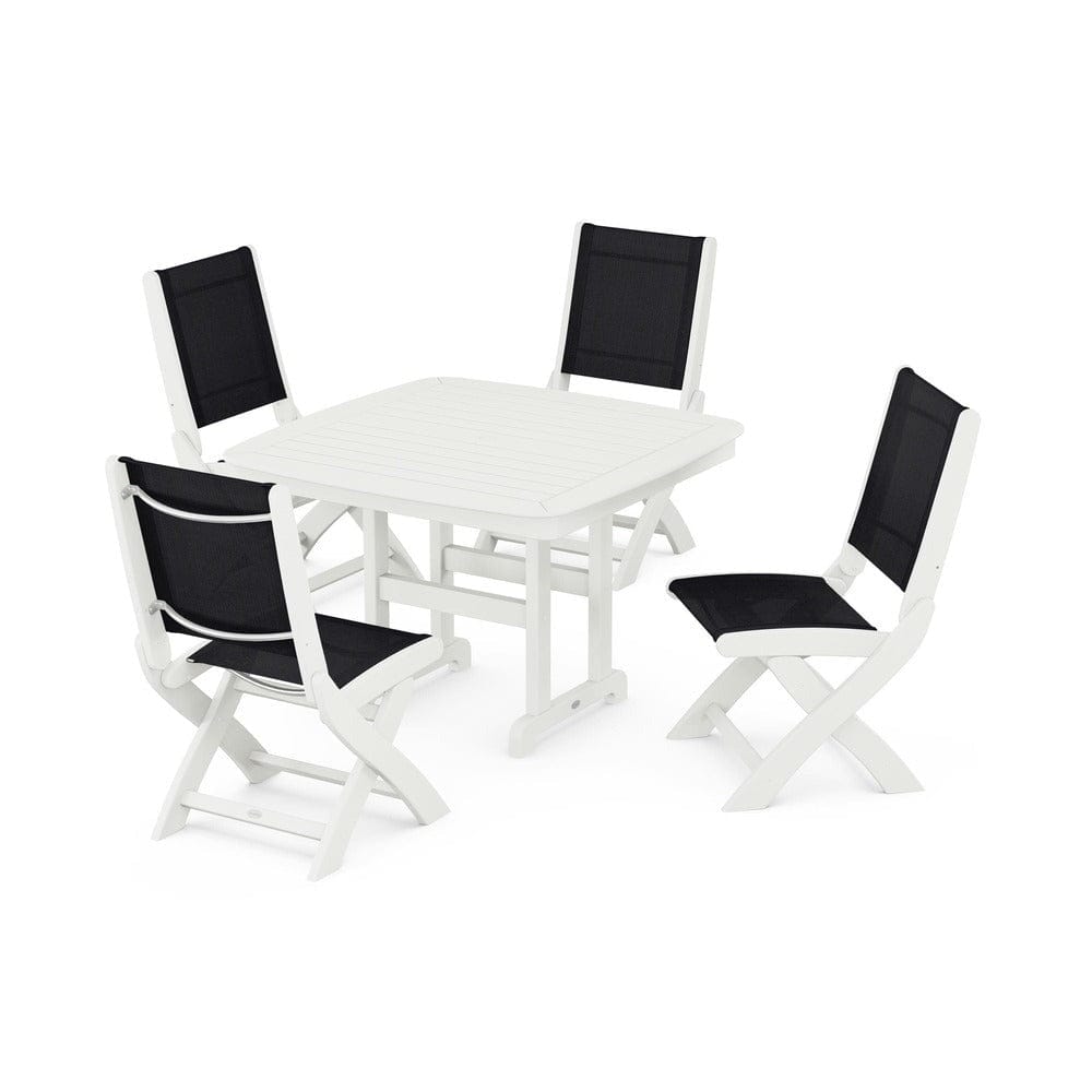 POLYWOOD® Outdoor Furniture POLYWOOD® - Coastal Folding Side Chair 5-Piece Dining Set - PWS916