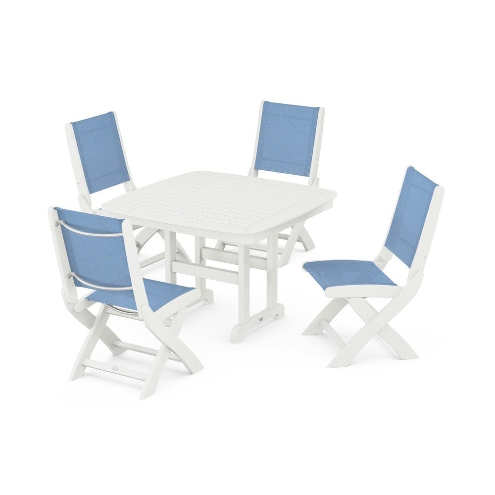 POLYWOOD® Outdoor Furniture POLYWOOD® - Coastal Folding Side Chair 5-Piece Dining Set - PWS916