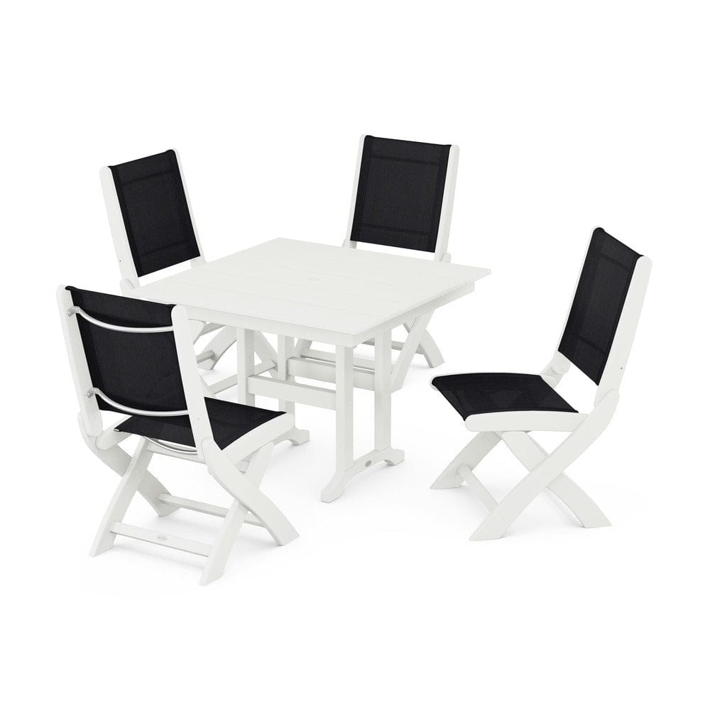 POLYWOOD® Outdoor Furniture POLYWOOD® - Coastal Folding Side Chair 5-Piece Farmhouse Dining Set - PWS1143