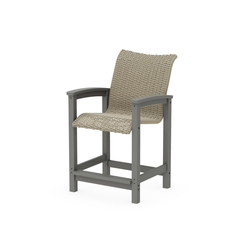 POLYWOOD Coastal Woven Counter Chair - Grey