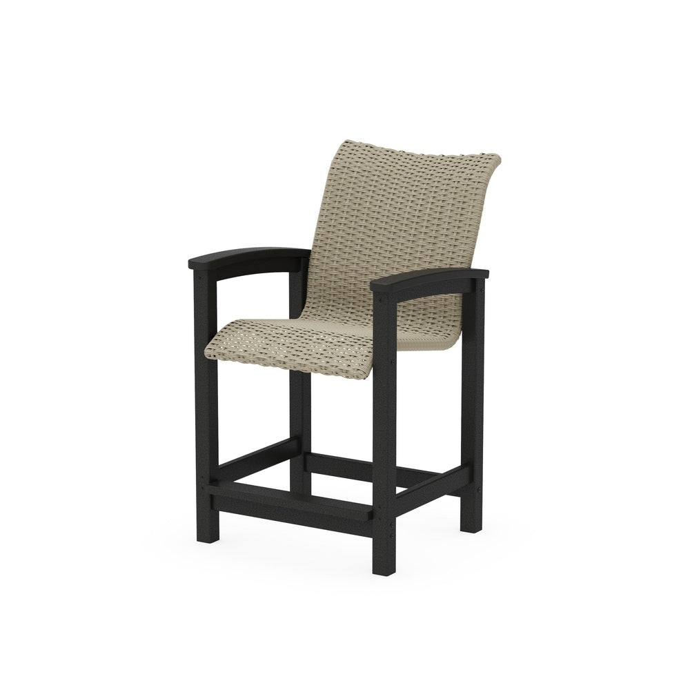 POLYWOOD Coastal Woven Counter Chair - Black